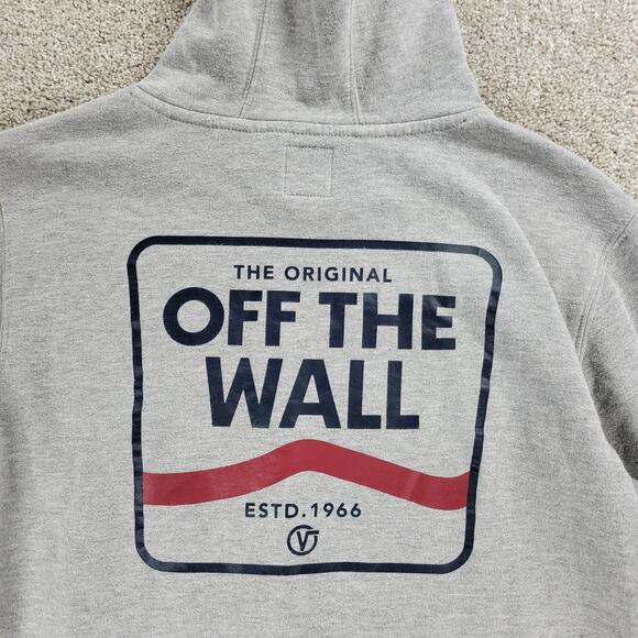 Vans Off The Wall Hoodie Youth L Gray Spell Out‎ Logo Kangaroo Pouch Pullover - Picture 6 of 15